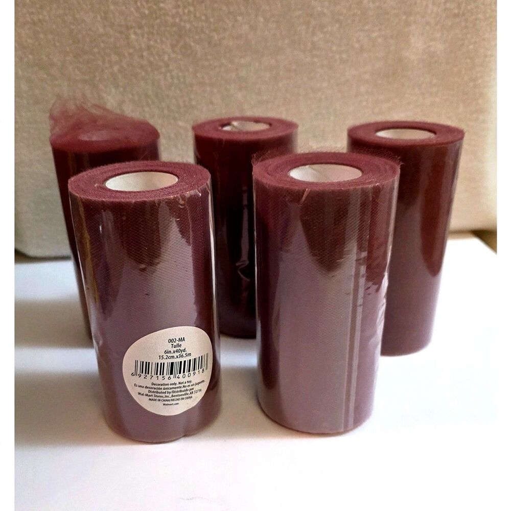 Lot Of Tulle 6" X 40 YD 5 NEW Spools 240 yds wine/burgundy wedding ballet party